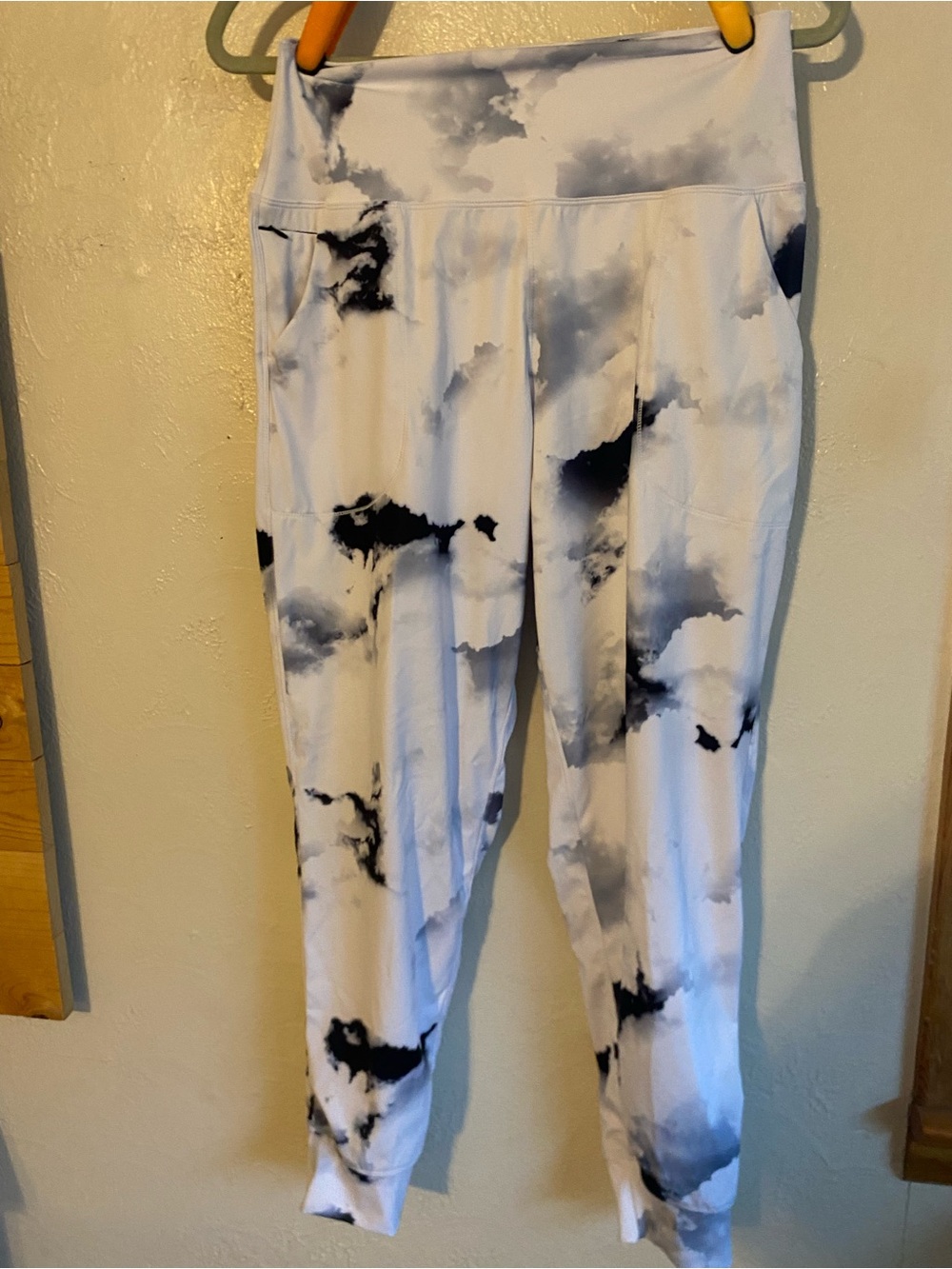Women's White Tie-Dye Jogger Pants with Black & Gray Accents